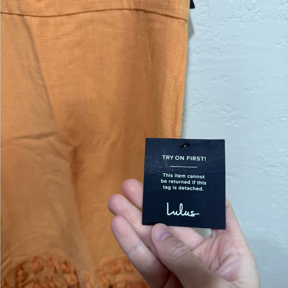 Lulu’s Dress - Feel the Sunshine Washed Orange Tassel Mini Dress - Size Medium - Picture 3 of 5